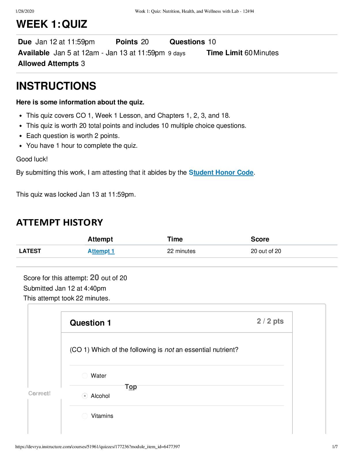Preview image for SCI 228 Week 1 Quiz (Questions and Answers)